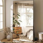 GLSLAND 71"x31" Full Length Mirror Extra Large Hanging or Leaning Rectangle Mirror Aluminum Alloy Thin Frame Bedroom Floor Dressing,Black