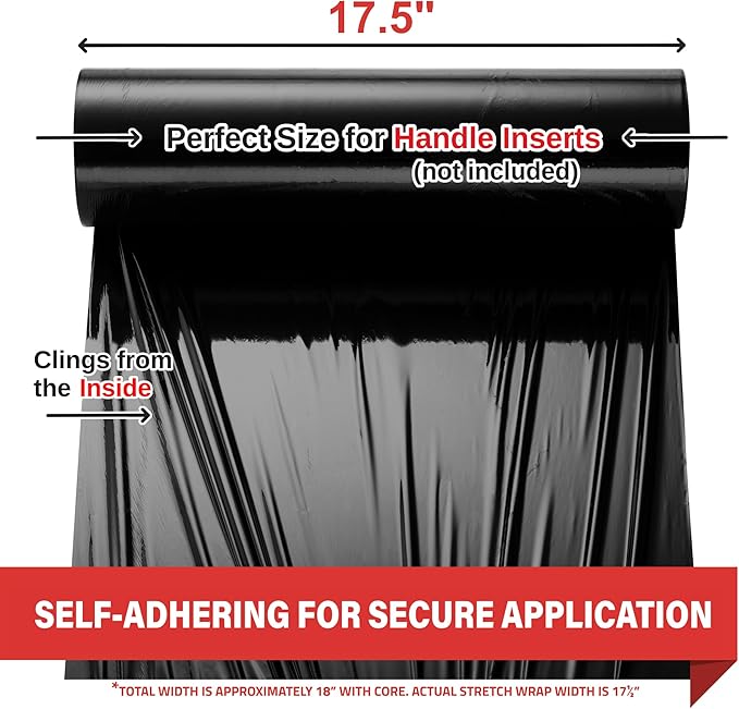 Simply Cool Black Stretch Wrap Industrial Strength Extra Thick 17.5" 1100 SqFt 80 Gauge (20 Micron) Shrink Wrap Roll for Moving Supplies, Furniture, Pallets, Plastic Wrap for Packing, Stretch Film
