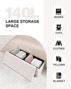 B FSOBEIIALEO Small Storage Ottoman Cube Sherpa Ottomans Foot Rest, Foldable Boucle Ottoman Bench, Faux Teddy Fur, Cream White 43.3"x15"x15"