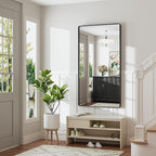 44X36 Black Bathroom Mirror for Over Sink, Metal Framed Vanity Mirror Wall Mounted, Rectangle Mirror for Bedroom Living Room Restroom Entryway, Anti-Rust, HD Tempered Glass
