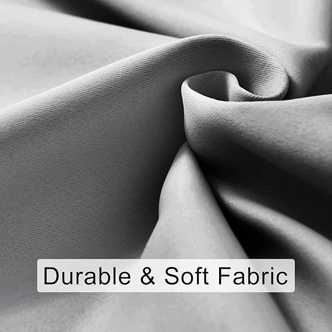 JIUZHEN Silver Grey Curtains for Bedroom - Thermal Insulated Blackout Curtains with Tiebacks 2 Panels, Room Darkening Rod Pocket Curtains for Living Room, 38 x 63 Inch Length