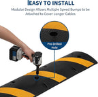 1 Pack 6FT Speed Bumps for Road, Heavy Duty 25,000 Lbs Capacity Traffic Rubber Speed Humps with 2 Channel Floor Cord Cover for Asphalt Concrete Gravel Driveway Road Cable Protector Ramp