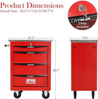4-Drawer Heavy-Duty Rolling Tool Chest with Wheels & Steel Roof, Lockable Tool Chest Storage Cabinet for Garage, Workshop, Warehouse, and Repair Shop