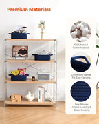 KALLAX Small Woven Basket, 12 x 8 x 4.5 Inches, Small Storage Baskets for Organizing, Gift Baskets Empty, Cute Rope Shelf Closet Storage Bins for Shelves, Dog Toy Basket, 3 Packs, Navy Blue