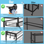 Sports Equipment Garage Organizer - Heavy Duty Garage Organization Ball Storage Rack with Basket, Hooks and Rolling Cart for Sports Gear and Toy Storage, Indoor/Outdoor Use, Black