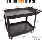 Stand Steady Original Tubstr XL Outdoor Cart with Heavy Duty Wheels - Two Shelf Utility Cart Supports up to 500 lbs, Tub Carts with Deep Shelves and Shock Absorbent Wheels (Black, 45.5in x 24.5in)