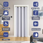 ChrisDowa Blackout Door Curtains for Doorway Privacy, Grommet Closet Curtain for bedroom closet door, Thermal Insulated Temporary Door Cover Room Divider Curtain (1 Panel, Greyish White, 52 x 80 Inch)