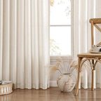 MIULEE Non-See-Through Privacy Linen Curtains 2 Panels, Light Filtering Window Curtains Farn House Textured Back Tab Semi Sheer Drapes for Bedroom Living Room, 52 x 90 Inches Long, Cream