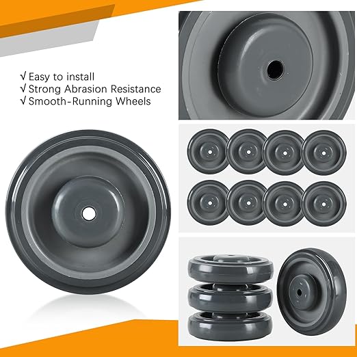 16 Pack Shopping Cart Replacement Wheels Kit, 5" Shopping Cart Casters, Double Ball Bearing TPU Silent Supermarket Casters for Supermarket (Grey)