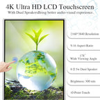 43" 4K LCD Touchscreen Digital Signage Display, Indoor Floor Standing Advertising Kiosk, Commercial Digital Signage Kiosk with Auto AD Box, HDMI WiFi Bluetooth Input, Android 12.0 Black