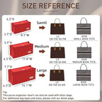 Doxo Purse Organizer Insert, Felt Tote Organizer with Zipper, Bag Insert Organizer Perfect for Lv Onthego MM 35 & D Medium Book Tote Bag (Red-With Cover)