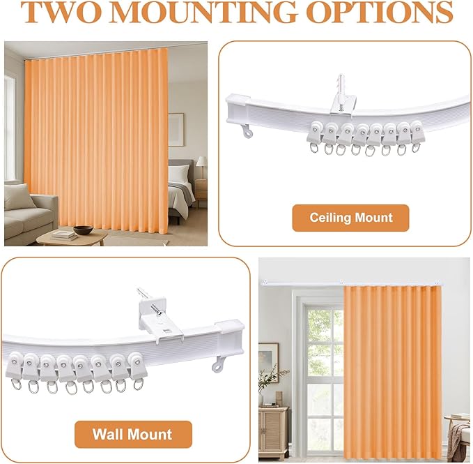 Faux Linen Semi Sheer Room Divider Curtain with Flexible Curtain Track, Light Filtering Privacy Drapes for Window Sliding Glass Door, Living Room Bedroom, Sunset Orange, 72" W x 72" L,1 Panel