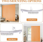 Faux Linen Semi Sheer Room Divider Curtain with Flexible Curtain Track, Light Filtering Privacy Drapes for Window Sliding Glass Door, Living Room Bedroom, Sunset Orange, 72" W x 84" L,1 Panel