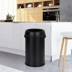 17 Gallon/65L Trash Can, Heavy Duty Stainless Steel Open Top Trash Can, Fingerprint-Proof Round Kitchen Trash Bin, Commercial Garbage Can for Restaurant, Home, Office(Black)