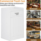 40 Gallon Trash Can Cabinet, Wooden Restaurant Trash Can with Tray Holder, Large Commercial Garbage Cabinet for Restaurant Cafeteria Office, White