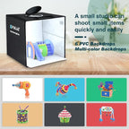 Photo Box, PULUZ Mini Folding Lightbox Portable Light Box Photography Shooting Tent Box Kit with 120pcs LED Lights 6 Colors Backdrops Photo Light Box for Phones DSLR Camera 12 x 12 inch