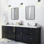 Wall Mount Mirror for Bathroom, Brush Black Metal Framed Rounded Corner Rectangular Vanity Mirror (20" x 30", Black)
