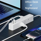 Surge Protector Power Strip, 9 Widely Spaced Outlets, 3 USB A & 2 USB C Ports, 5ft Flat Plug Long Extension Cord for Travel Home Office Entertainment, White