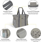 BALEINE Extra Large Utility Tote Bag with Wire Frame for Storage (Beige, 16.5''x14''x10'')