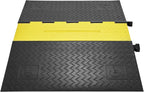 VEVOR 5 Channel Rubber Cable Protector Ramp, Heavy Duty 22000 lbs/axle Capacity Wire Hose Cord Cover Ramp, ADA Compliant Driveway Road Hump, Traffic Speed Bump w/Flip-Open Top Cover
