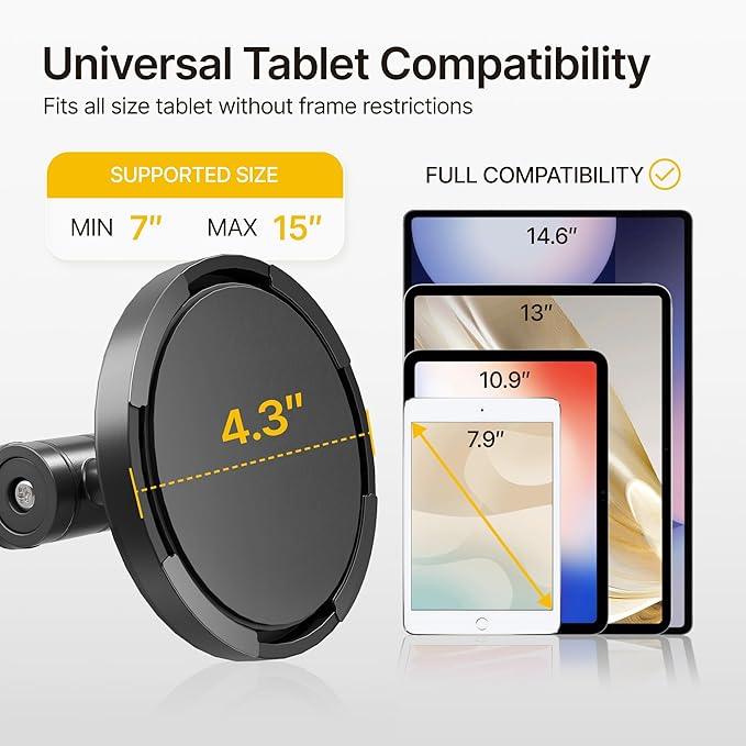 monTEK Anti-Theft Tablet Stand, Frameless Universal Tablet Kiosk with Security Lock Fit 7”-15” Screen Size, Compatible with IPad Pro/Air/Mini and Samsung Tab, Black