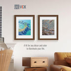 VCK 11x14 Picture Frame 5 Pack - Brown, High-End Wood Poster Frames with Tempered Glass, Display 8x10 Photo with Mat or 11x14 without Mat, Art Gallery-Quality, Wall Hanging, Brown