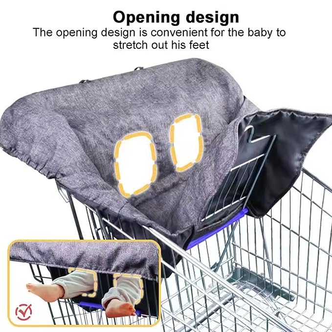 Baby Shopping Cart Cover, Polyester Foldable High Chair Cover, Infant Grocery Cart Cushion Liner with Storage Pouch for Infant, Toddler Shopping