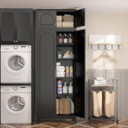 Metal Storage Cabinet and Wall Upper Storage Cabinet,90Inch White Kitchen Pantry Cabinets with 4 Adjustable Shelves,Tall Food Cupboards for Living Room, Dining Room Office