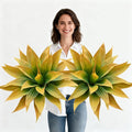 Artificial Plants Outdoors Faux Agave Fake Greenery Outdoor Artificial Plant 28" Fake Plant for Indoor Home Decor Plastic Plant Outdoor Decor Front Porch Decor Faux Cactus(Yellow 2Pcs)No Vase
