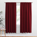 PONY DANCE Home Decor Curtains Set - Window Drapes Thermal Curtain Rod Pocket Xmas New Year Room Darkening Panels/Window Treatments Light Blocking for Living Room, 52 W x 72 L, Red, 2 PCs