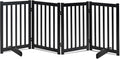 LZRS Freestanding Extra Wide Dog Gate 30 inch Tall - 4 Panels Solid Wooden Pet Gate for Doorways, Stairs, Hallways,Kitchens& Long Areas, Expandable & Foldable with Support Feet,Indoor Use,Black