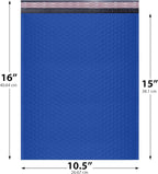 Royal Blue 10.5x16 Inch Large Poly Bubble Mailers #5 | Padded Envelopes with Self Seal | Air Lined Cushioned Bubble Mailer | Usable Size 10.5x15 | 100 Pack Bulk | Lightweight shipping Bags