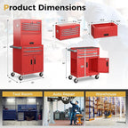 Goplus Tool Chest, 6 Drawers 3-in-1 Extra Large Tool Storage Cabinet with 4” Universal Lockable Wheels, Auto Lock, Protective Liner, Heavy Duty Rolling Tool Box for Garage, Workshop