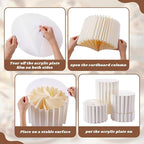 Capoda 5 Pieces Large Buffet Risers - 12" Foldable Food Display Risers, Multi-Height Cardboard Cylinder Stands with Acrylic Plates for Party Table Dessert Cupcake Catering Supplies(White)