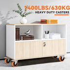W B D WEIBIDA 5 Inch Swivel Caster Wheels of 4, Heavy Duty Top Plate Casters with Brake, 360 Degree Industrial Casters Polyurethane Wheels for Cart, Furniture, Equipment