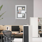Mifuro 26"x20" Enclosed Bulletin Board, Outdoor Lockable Weather-Resistant Aluminum Cork Noticeboard for School & Office, Silver Frame w/Grey Flet