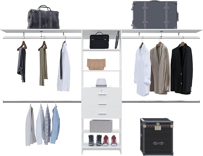 5 Shelf 3 Drawer Closet System for Versatile Storage in Closets, Garages, or Utility Rooms