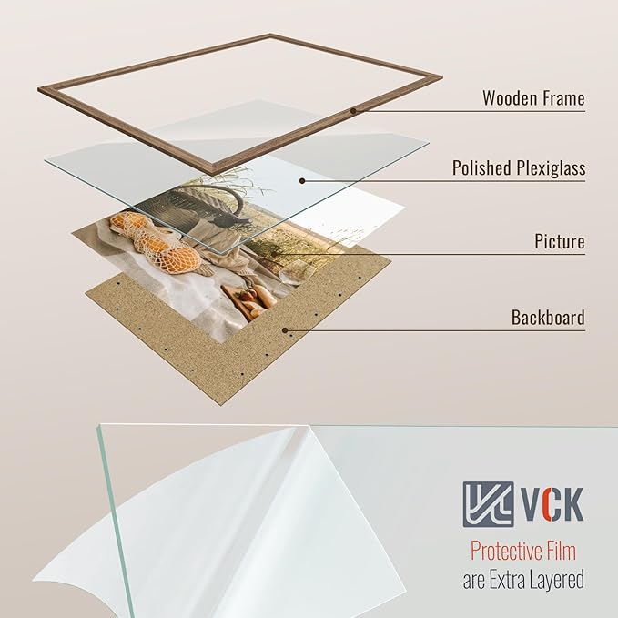 VCK 20x30 Frame 5 Pack - Brown Walnut, Natural Textured Solid Wood Poster Picture Frame, Wall Mounting Hanging