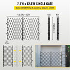VEVOR Double Folding Security Gate, 87" H x 150" W Folding Door Gate, Steel Accordion Security Gate, Flexible Expanding Security Gate, 360° Rolling Barricade Gate, Scissor Gate or Door with Keys