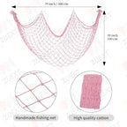 ZUEXT Light Pink Decorative Fishing Net 80x40 Inch, 2PCS Wall Photo Hanging Fishnet,Cotton Mermaid Net for Nautical Mermaid Pirate Ocean Themed Hawaii Beach Under the Sea Party Decorations
