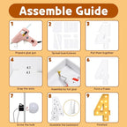 imprsv 3FT Light Up Numbers Letters, Marquee Numbers for 40th Birthday Decorations Anniversary Party Decor, Mosaic Numbers for Balloons Numbers 4, Pre-Cut Foam Board Kit