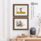 VCK 8x10 Picture Frame 5 Pack - Brown, High-End Wood Poster Frames with Tempered Glass, Display 5x7 Photo with Mat or 8x10 without Mat, Art Gallery-Quality, Wall Hanging/Tabletop, Brown