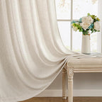 MIULEE Non-See-Through Privacy Linen Curtains 2 Panels, Light Filtering Window Curtains Farnhouse Textured Back Tab Semi Sheer Drapes for Bedroom Living Room, 52 x 84 Inches Long, Linen