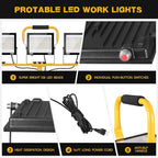 21000Lumen LED Work Lights with Stand, 3 Head Portable Work Light with 16ft Cord, Ip66 Waterproof Tripod Outdoor Work Light for Job Site Workshop Garage Construction Lights