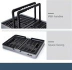 plastic baskets with handles 20L,collapsible crates for storage,14.96"x9.84"x7.87" foldable shopping basket ,foldable crate with Handles for car Classroom Kitchen Bathroom Medicine Milk