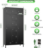 Aobabo Metal Storage Locker for empolyees, 10 Doors Metal Lockers with Hooks, for School, Home Office, Garage, Assembly Required, Black