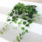 alyptus Fake Pothos Hanging Plants – 33" Set of 2 Faux Ivy Vines with Pots, Realistic Silk Devil’s Ivy for Indoor Décor, Low Maintenance Artificial Greenery for Home or Office (Green)