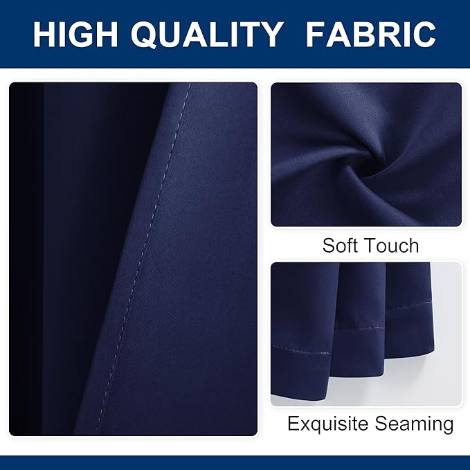 Hiasan Privacy Room Divider Patio Sliding Door Curtain Extra Wide Blackout Thermal Insulated Curtains with Back Tab & Rod Pocket for Bedroom Partition Living Room (120 x 96 Inches, Navy Blue)