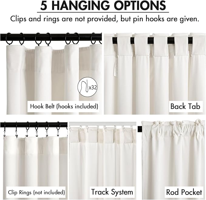 MIULEE Velvet Curtains 96 Inches Long 2 Panels Set for Living Room Bedroom Cream Pinch Pleat Back Tab Thermal Insulated Light Blocking Drapes Pleated Blackout Floor to Ceiling Curtains with Hook Ivory
