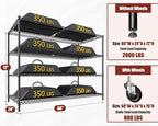 PrimeZone 60" W x 24" D x 76" H Heavy Duty Wire Storage Shelves with Wheels, 4 Tier Adjustable NSF Certified Garage Shelving Unit, Rolling Metal Organizer Shelf Utility Rack for Warehouse, Pantry